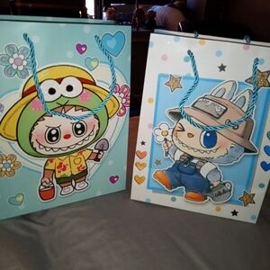 SET OF TWO 3D GIFT BAGS 8X10 SATIN CORD HANDLES WILL FIT MANY THINGS